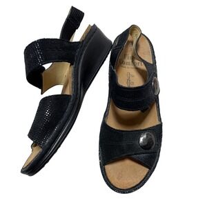 Finn Comfort UK 5 US 7 Alanya Black Leather Women's Sandals